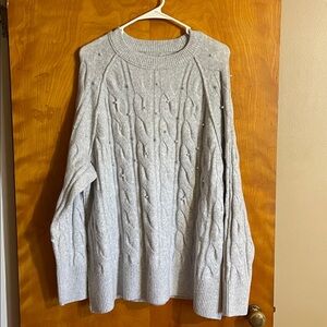 Aerie unREAL Cable Pearl Crew Sweater